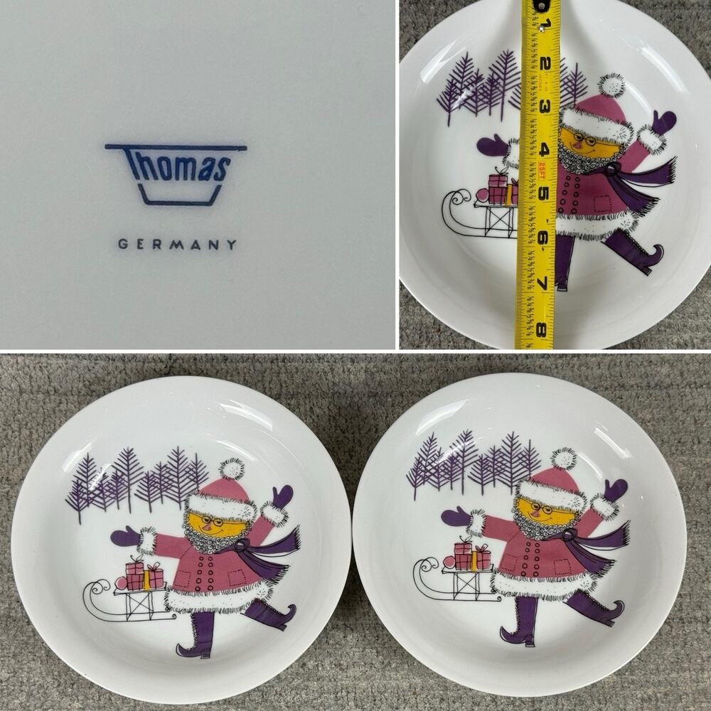 Vintage THOMAS Germany Purple Christmas Dish/Plate- Lot Of 2- Approx 8.5”